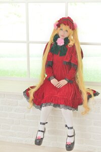 Rating: Safe Score: 0 Tags: 1girl blonde_hair blue_eyes bow dress flower lolita_fashion long_hair looking_at_viewer pantyhose red_dress rose shinku shoes sitting solo twintails very_long_hair white_legwear User: admin