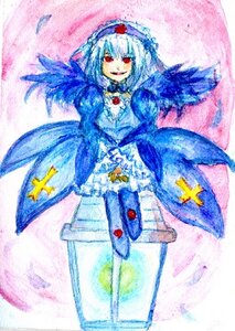 Rating: Safe Score: 0 Tags: 1girl blue_dress dress feathers frills full_body image long_sleeves looking_at_viewer red_eyes smile solo standing suigintou wings User: admin