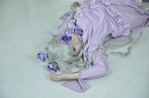 Rating: Safe Score: 0 Tags: 1girl barasuishou blue_flower blue_rose dress flower frills lying purple_flower rose solo User: admin