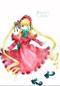 Rating: Safe Score: 0 Tags: 1girl blonde_hair blue_eyes bonnet bow bowtie dress drill_hair frills full_body image long_hair long_sleeves pantyhose red_dress shinku shoes solo standing striped twin_drills twintails very_long_hair white_legwear User: admin