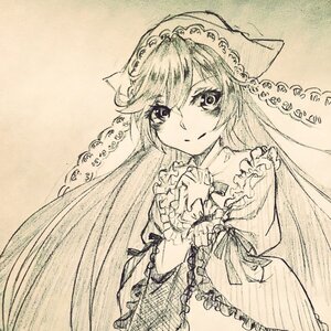 Rating: Safe Score: 0 Tags: 1girl blush dress eyebrows_visible_through_hair frills image long_hair long_sleeves looking_at_viewer monochrome solo suiseiseki traditional_media upper_body very_long_hair wide_sleeves User: admin