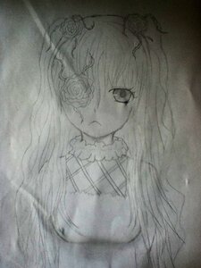 Rating: Safe Score: 0 Tags: 1girl choker dress flower frown greyscale hair_flower hair_ornament image kirakishou long_hair looking_at_viewer monochrome rose solo traditional_media upper_body User: admin