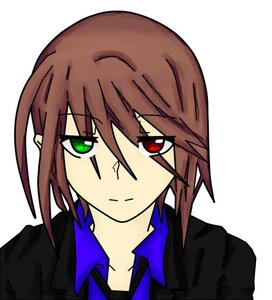 Rating: Safe Score: 0 Tags: 1boy black_shirt brown_hair closed_mouth collared_shirt green_eyes hair_between_eyes image jacket looking_at_viewer red_eyes shirt simple_background solo souseiseki striped white_background User: admin
