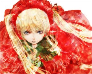 Rating: Safe Score: 0 Tags: 1girl bangs blonde_hair blue_eyes bow bowtie dress hat image long_hair long_sleeves looking_at_viewer red_dress shinku simple_background solo User: admin