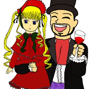Rating: Safe Score: 0 Tags: 1boy 1girl blonde_hair blue_eyes bonnet bowtie closed_eyes cup dress drill_hair frills hat holding_cup image long_hair long_sleeves shinku smile solo teacup top_hat twin_drills twintails User: admin