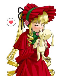 Rating: Safe Score: 0 Tags: 1girl blonde_hair blush bonnet bow closed_eyes commentary_request curly_hair doll dress drill_hair flower frills heart ichikawa_masahiro image kiss kunkun long_hair long_sleeves red_dress ribbon rose rozen_maiden shinku simple_background solo spoken_heart stuffed_animal twin_drills twintails very_long_hair User: admin