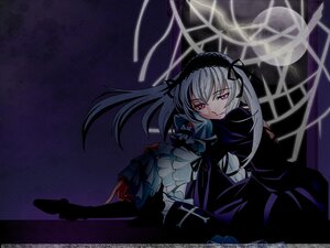 Rating: Safe Score: 0 Tags: 1girl dress flower frilled_sleeves frills hairband image lolita_hairband long_hair long_sleeves looking_at_viewer moon pink_eyes rose silver_hair solo suigintou wings User: admin