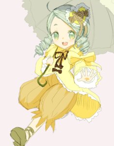 Rating: Safe Score: 0 Tags: 1girl ahoge dress drill_hair flower full_body green_eyes green_hair holding_umbrella image kanaria long_sleeves open_mouth parasol ribbon rose smile solo striped twin_drills umbrella yellow_dress User: admin