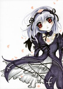 Rating: Safe Score: 0 Tags: 1girl black_dress black_ribbon black_wings detached_collar dress feathers flower frills hairband image juliet_sleeves long_sleeves looking_at_viewer petals puffy_sleeves red_eyes ribbon rose solo suigintou white_background wings User: admin