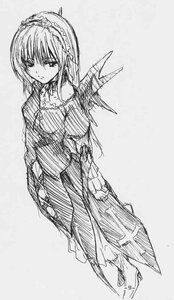 Rating: Safe Score: 0 Tags: 1girl dress frills full_body greyscale hairband image long_hair long_sleeves looking_at_viewer monochrome simple_background sketch solo standing suigintou wings User: admin