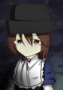 Rating: Safe Score: 0 Tags: 1girl black_ribbon brown_hair closed_mouth collar dress expressionless hat heterochromia image looking_at_viewer neck_ribbon night night_sky red_eyes ribbon short_hair sky solo souseiseki star_(sky) starry_sky User: admin