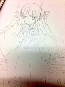 Rating: Safe Score: 0 Tags: 1girl dress expressionless frills image long_hair long_sleeves looking_at_viewer monochrome ribbon shinku simple_background solo standing twintails very_long_hair User: admin