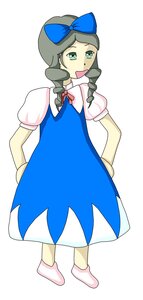 Rating: Safe Score: 0 Tags: 1girl blue_dress bow braid dress full_body green_eyes hair_bow image kanaria long_hair looking_at_viewer no_shoes open_mouth puffy_short_sleeves puffy_sleeves short_sleeves simple_background socks solo standing striped twin_braids white_background User: admin