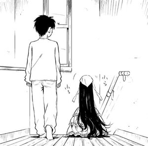 Rating: Safe Score: 0 Tags: 1boy 1girl barefoot black_hair greyscale image long_hair monochrome solo standing suiseiseki tatami underwear User: admin