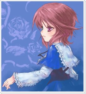 Rating: Safe Score: 0 Tags: 1girl auto_tagged blue_background blue_flower blue_rose flower frame frills image long_sleeves pink_hair profile rose short_hair solo souseiseki upper_body User: admin
