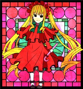 Rating: Safe Score: 0 Tags: 1girl blonde_hair bonnet bow bowtie capelet dress flower full_body green_bow image long_hair long_sleeves looking_at_viewer red_dress rose shinku solo standing twintails very_long_hair User: admin