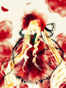 Rating: Safe Score: 0 Tags: 1girl blonde_hair blue_eyes blurry blurry_foreground bonnet depth_of_field dress fire flower image long_hair looking_at_viewer petals red_dress red_flower red_rose rose rose_petals shinku solo very_long_hair User: admin