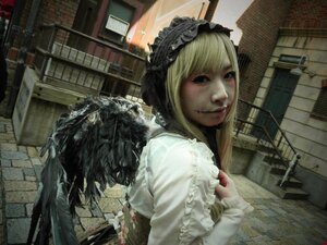 Rating: Safe Score: 0 Tags: 1girl blonde_hair blue_eyes bookshelf building dress frills gothic_lolita indoors library lips lolita_fashion looking_at_viewer looking_back realistic solo suigintou wings User: admin