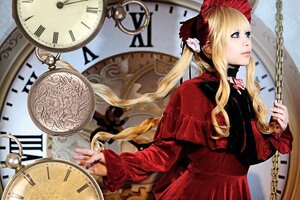 Rating: Safe Score: 0 Tags: 1girl blonde_hair blue_eyes chain clock flower gears hat long_hair long_sleeves magic_circle pocket_watch profile shinku solo twintails upper_body watch User: admin