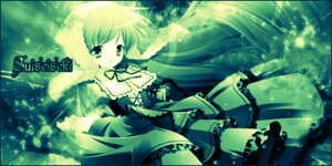 Rating: Safe Score: 0 Tags: 1girl blonde_hair dress frills green_eyes green_theme image letterboxed lolita_fashion long_hair long_sleeves outdoors ribbon solo standing suiseiseki very_long_hair User: admin