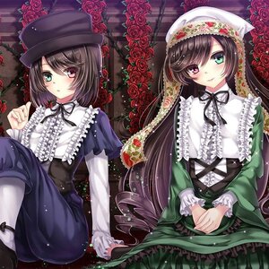 Rating: Safe Score: 0 Tags: black_hair blush dress flower frills green_dress green_eyes hat heterochromia image lolita_fashion long_hair otoko_no_ko pair pantyhose pink_flower pink_rose red_eyes red_flower red_rose ribbon rose short_hair siblings sisters souseiseki suiseiseki thorns twins vines User: admin