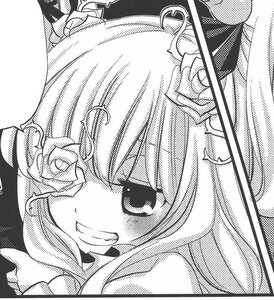 Rating: Safe Score: 0 Tags: 1girl close-up greyscale grin image kirakishou long_hair monochrome smile solo User: admin