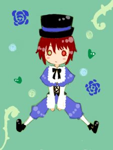 Rating: Safe Score: 0 Tags: 1boy 1girl bow dress flower full_body green_eyes hat image long_sleeves red_eyes rose short_hair simple_background solo souseiseki User: admin