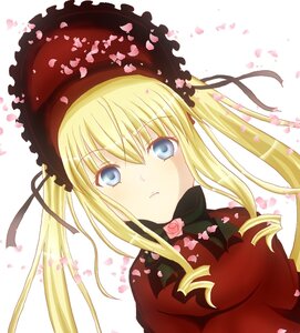 Rating: Safe Score: 0 Tags: 1girl blonde_hair blue_eyes blush flower hair_ribbon image long_hair looking_at_viewer petals pink_flower pink_rose rose_petals shinku sidelocks solo twintails User: admin