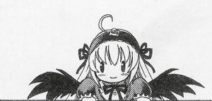 Rating: Safe Score: 0 Tags: 1girl black_wings blush dress flower greyscale hairband image long_hair long_sleeves looking_at_viewer monochrome rose simple_background smile solo suigintou wings User: admin