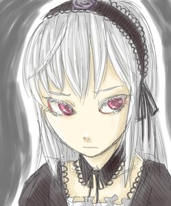 Rating: Safe Score: 0 Tags: 1girl choker closed_mouth frills image looking_at_viewer ribbon silver_hair simple_background solo suigintou white_background User: admin