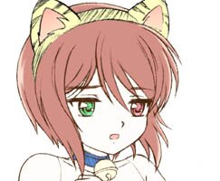 Rating: Safe Score: 0 Tags: 1girl :d animal_ears bell cat_ears collar fang green_eyes heterochromia image jingle_bell looking_at_viewer open_mouth red_eyes short_hair simple_background solo souseiseki white_background User: admin
