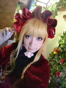 Rating: Safe Score: 0 Tags: 1girl bangs blonde_hair blue_eyes bow flower lips long_hair looking_at_viewer red_flower red_rose rose shinku smile solo upper_body User: admin