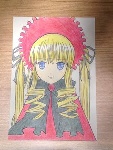 Rating: Safe Score: 0 Tags: 1girl auto_tagged bangs blonde_hair blue_eyes bow drill_hair eyebrows_visible_through_hair image long_hair looking_at_viewer marker_(medium) photo ringlets shikishi shinku sidelocks simple_background smile solo traditional_media twin_drills twintails upper_body User: admin
