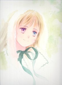 Rating: Safe Score: 0 Tags: 1girl bangs black_ribbon blonde_hair blue_eyes closed_mouth image looking_at_viewer neck_ribbon ribbon simple_background smile solo suiseiseki User: admin