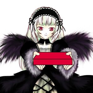 Rating: Safe Score: 0 Tags: 1girl black_wings box dress feathers gift hairband holding holding_gift image lolita_hairband long_hair long_sleeves looking_at_viewer ribbon silver_hair simple_background solo suigintou white_background wings User: admin