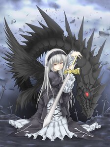 Rating: Safe Score: 0 Tags: 1girl black_dress black_wings dress frilled_sleeves frills hairband holding_weapon image long_hair long_sleeves red_eyes ribbon rose silver_hair solo suigintou very_long_hair weapon wings User: admin
