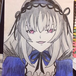 Rating: Safe Score: 0 Tags: 1girl bangs black_ribbon dress eyebrows_visible_through_hair hair_between_eyes hair_ribbon image long_hair looking_at_viewer photo portrait puffy_sleeves purple_eyes ribbon shikishi signature smile solo suigintou traditional_media User: admin