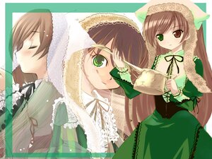 Rating: Safe Score: 0 Tags: 1girl blush brown_hair closed_eyes dress frills green_dress green_eyes hat head_scarf heterochromia image imageboard_desourced long_hair long_sleeves non-web_source ribbon rozen_maiden smile solo suiseiseki very_long_hair watering_can User: admin
