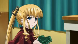 Rating: Safe Score: 0 Tags: 1girl bangs blonde_hair blue_eyes bow bowtie curtains expressionless hair_ribbon image indoors long_hair long_sleeves looking_at_viewer ribbon shinku sidelocks solo upper_body User: admin