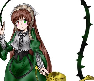 Rating: Safe Score: 0 Tags: 1girl blush brown_hair dress frills green_dress green_eyes heterochromia image long_hair long_sleeves looking_at_viewer red_eyes simple_background solo suiseiseki twintails very_long_hair watering_can white_background User: admin