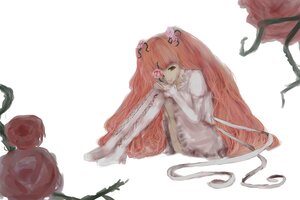 Rating: Safe Score: 0 Tags: 1girl dress elbow_gloves flower hair_ornament image kirakishou long_hair pink_rose plant red_flower red_rose rose sitting solo striped thorns twintails two_side_up vertical_stripes very_long_hair vines User: admin