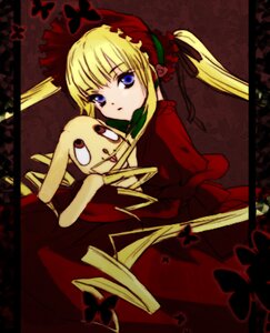 Rating: Safe Score: 0 Tags: 1girl blonde_hair blue_eyes bonnet bow bug butterfly dress image insect long_hair long_sleeves looking_at_viewer red_dress shinku solo twintails very_long_hair User: admin