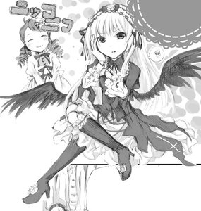 Rating: Safe Score: 0 Tags: 2girls angel_wings boots closed_eyes dress drill_hair frills greyscale hairband image kanaria long_hair long_sleeves looking_at_viewer monochrome multiple_girls pair shinku sitting suigintou twintails wings User: admin