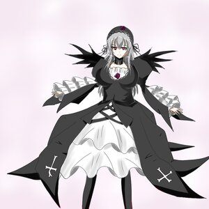 Rating: Safe Score: 0 Tags: 1girl black_dress black_wings breasts dress flower frills gradient gradient_background hairband image large_breasts long_hair long_sleeves red_eyes rose silver_hair solo suigintou wings User: admin