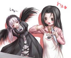 Rating: Safe Score: 0 Tags: 2girls black_hair blush dress hairband image kakizaki_megu long_hair long_sleeves looking_at_viewer multiple_girls open_mouth silver_hair smile solo suigintou very_long_hair wings User: admin