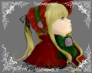 Rating: Safe Score: 0 Tags: 1girl blonde_hair blue_eyes bonnet bow expressionless flower green_bow green_neckwear image long_hair portrait rose shinku simple_background solo upper_body User: admin