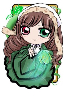 Rating: Safe Score: 0 Tags: 1girl brown_hair chibi dress drill_hair full_body green_dress green_eyes heterochromia image long_hair long_sleeves looking_at_viewer red_eyes simple_background smile solo suiseiseki very_long_hair white_background User: admin