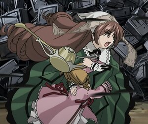 Rating: Safe Score: 0 Tags: 1girl brown_eyes brown_hair dress frills green_dress hinaichigo image long_hair long_sleeves open_mouth pair solo suiseiseki very_long_hair User: admin