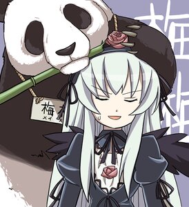 Rating: Safe Score: 0 Tags: 1girl closed_eyes dress flower hat image long_hair long_sleeves open_mouth ribbon rose silver_hair solo suigintou upper_body wings User: admin