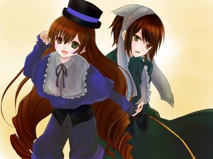 Rating: Safe Score: 0 Tags: 2girls brown_hair costume_switch dress drill_hair frills green_dress green_eyes hat image long_hair long_sleeves looking_at_viewer multiple_girls open_mouth short_hair siblings simple_background sisters smile souseiseki suiseiseki top_hat twin_drills twins very_long_hair User: admin
